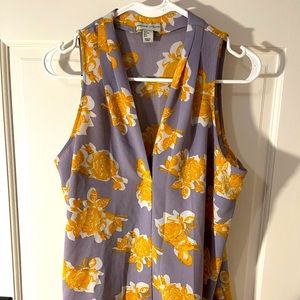 Women’s purple and yellow floral blouse